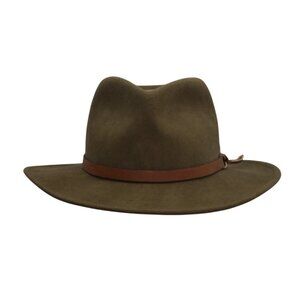 Vintage Dorfman Pacific Wool Fedora Hat Leather Band Decorative Feather Size M
